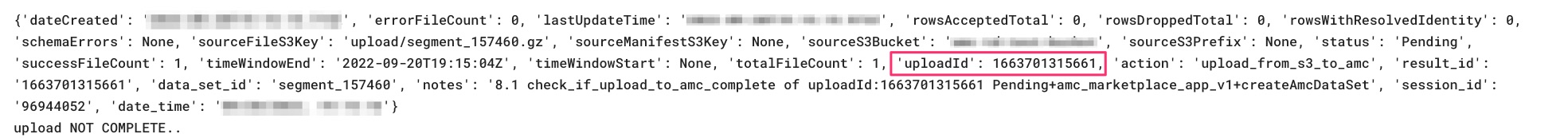 workfow logs upload id
