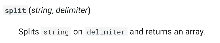 Presto Split Function
